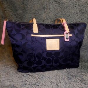 Coach Legacy Weekend Signature Nylon Purple Tote